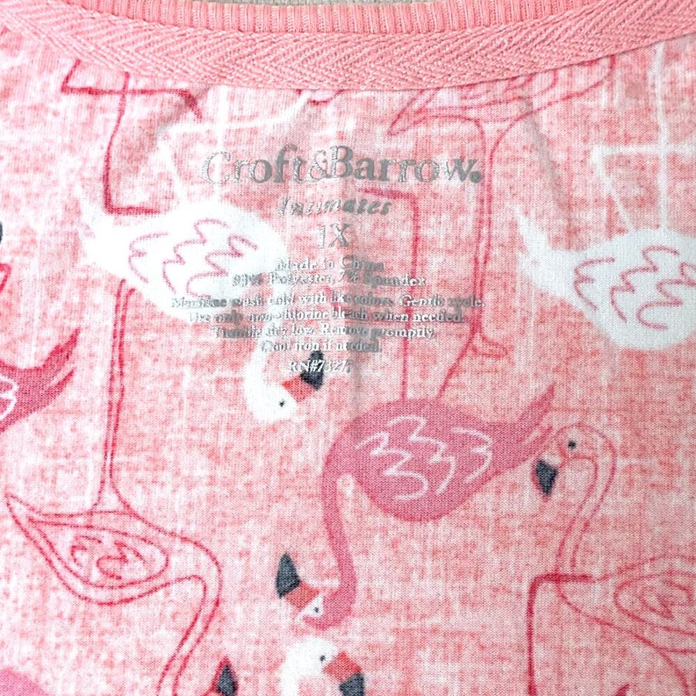 Croft & Barrow Womens 1XL Flamingo Print Matching Pajama Tank And Shorts Set - Picture 5 of 9